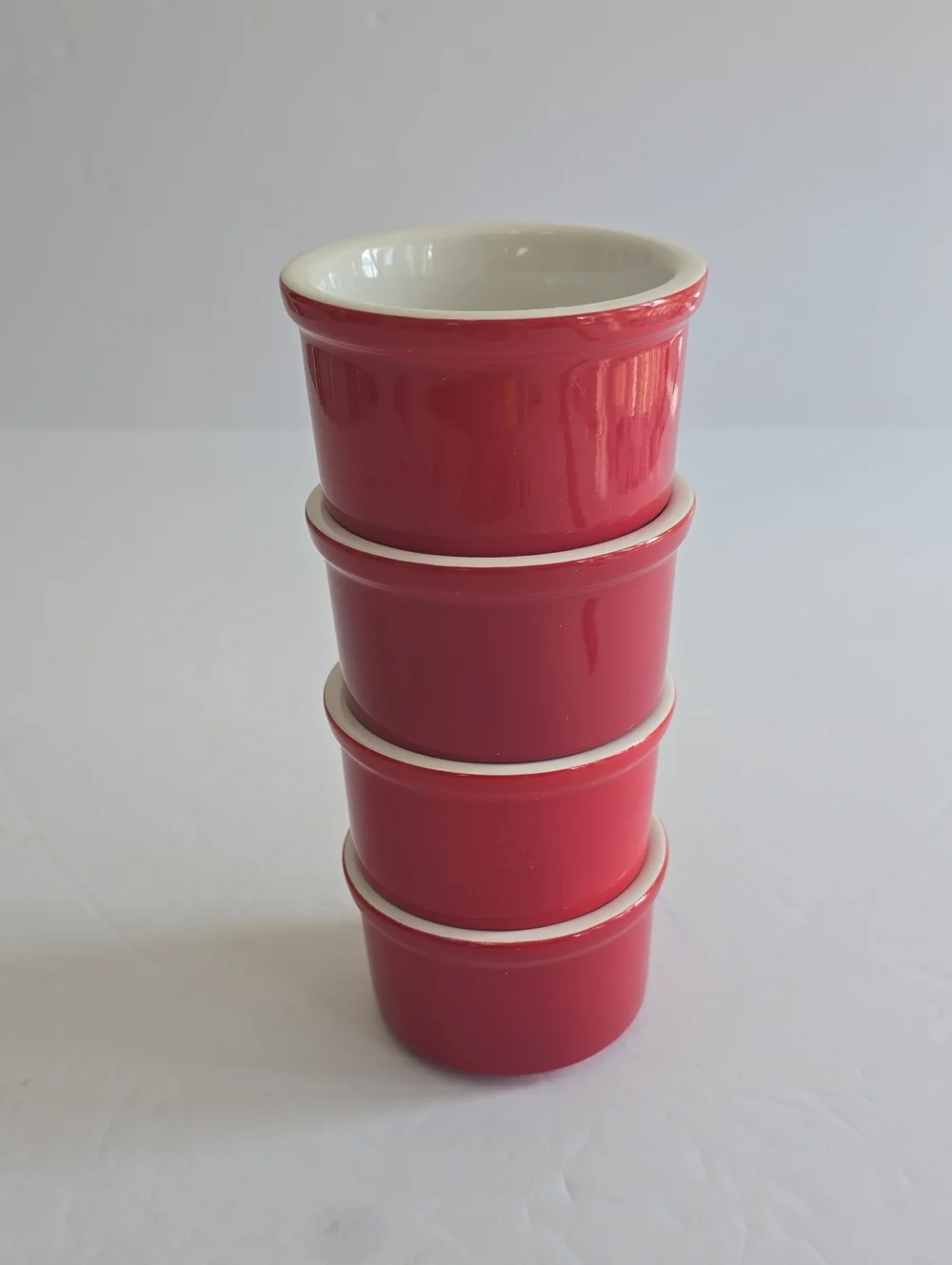 Cuisinart Set Of 4 Red Ramekins Mini Dish Bowls Stoneware 5.0 Fl Oz